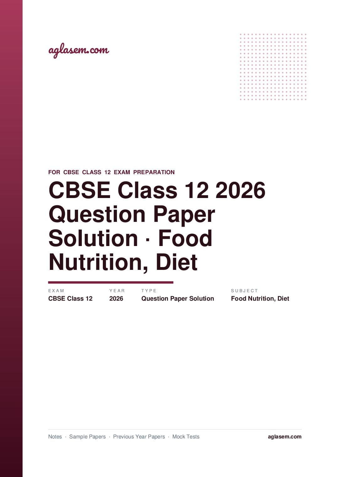 CBSE Class 12 Question Paper 2026 Solution Food Nutrition & Diet - Page 1 of 11