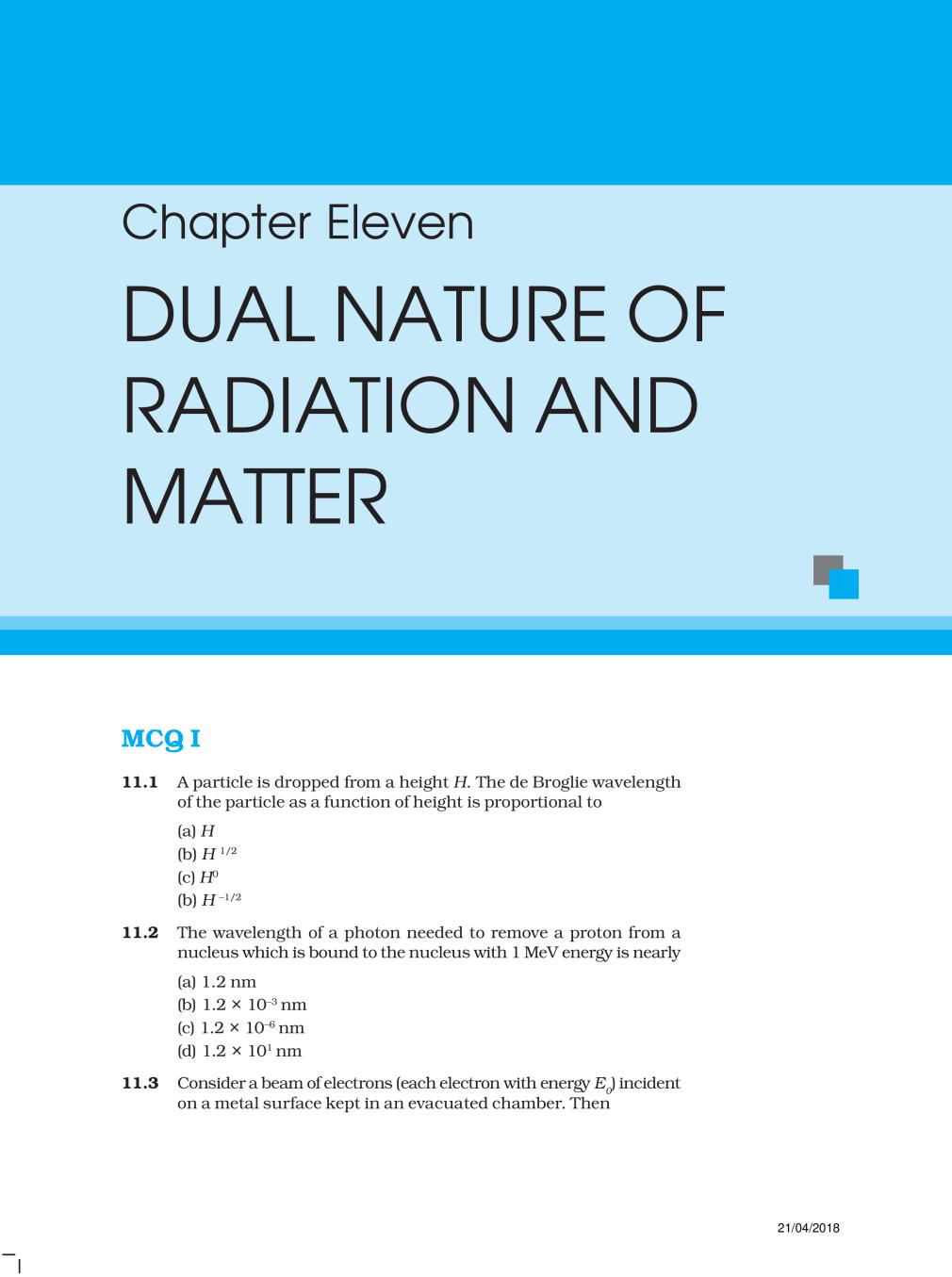 NCERT Exemplar Class 12 Physics Unit 11 Dual Nature Of Radiation And Matter - Page 1