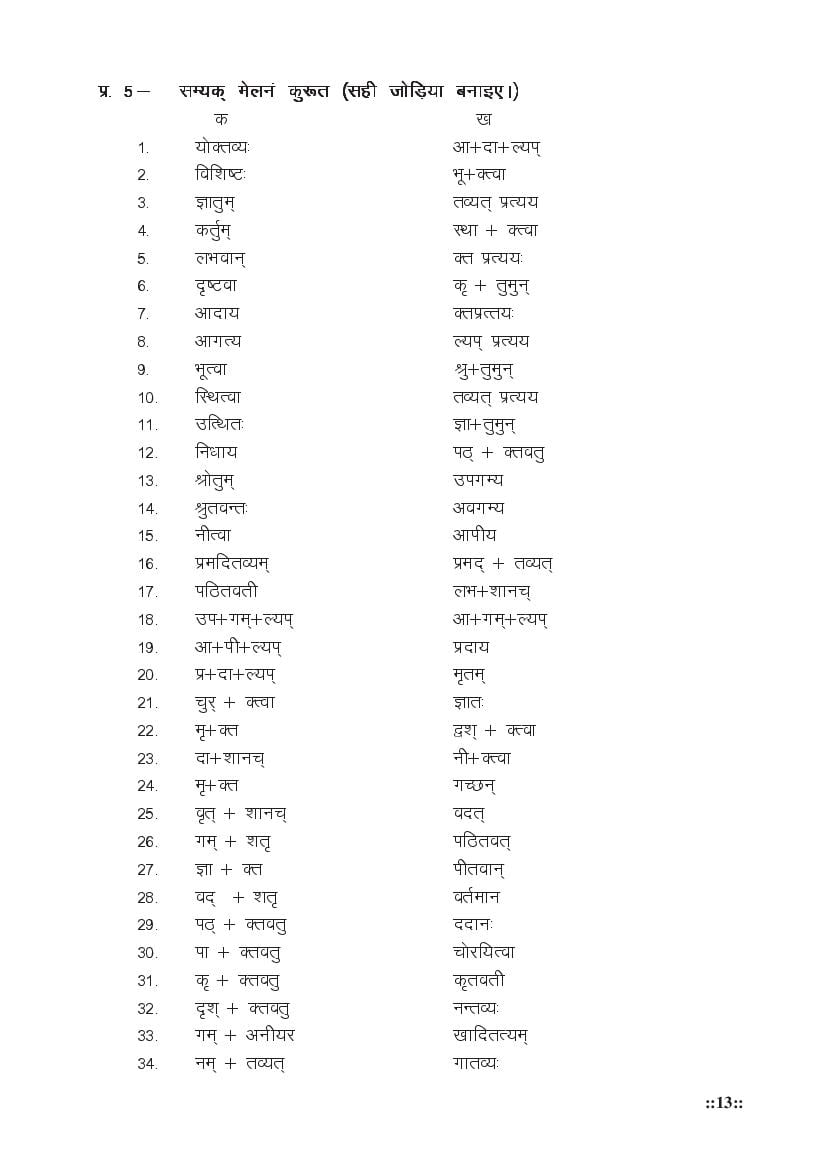 MP Board Class 11 Sanskrit (General) Question Bank (PDF) – Important Questions