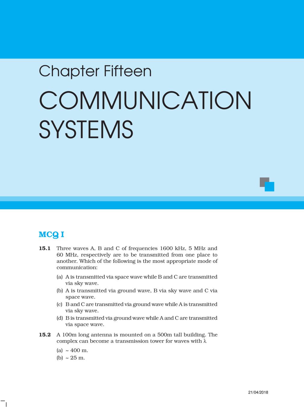 NCERT Exemplar Class 12 Physics Unit 15 Communication Systems - Page 1