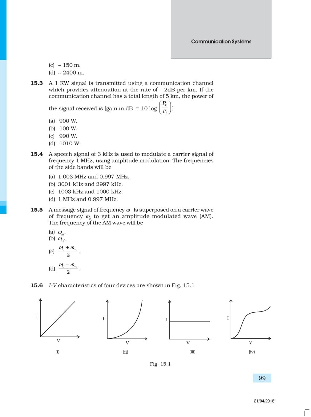 NCERT Exemplar Class 12 Physics Chapter 15 Communication Systems