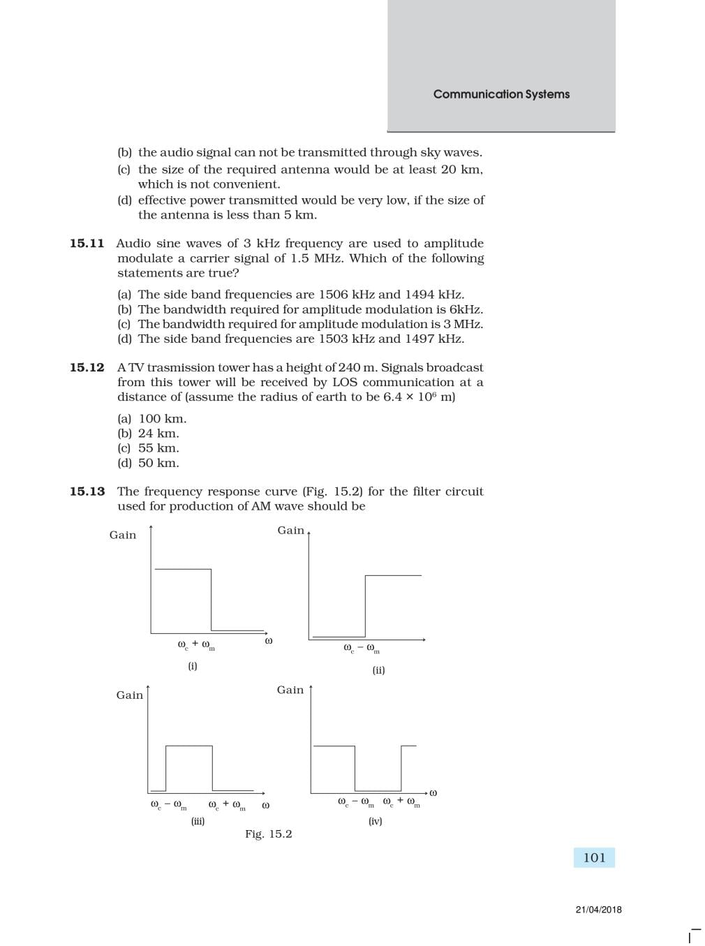 NCERT Exemplar Class 12 Physics Chapter 15 Communication Systems