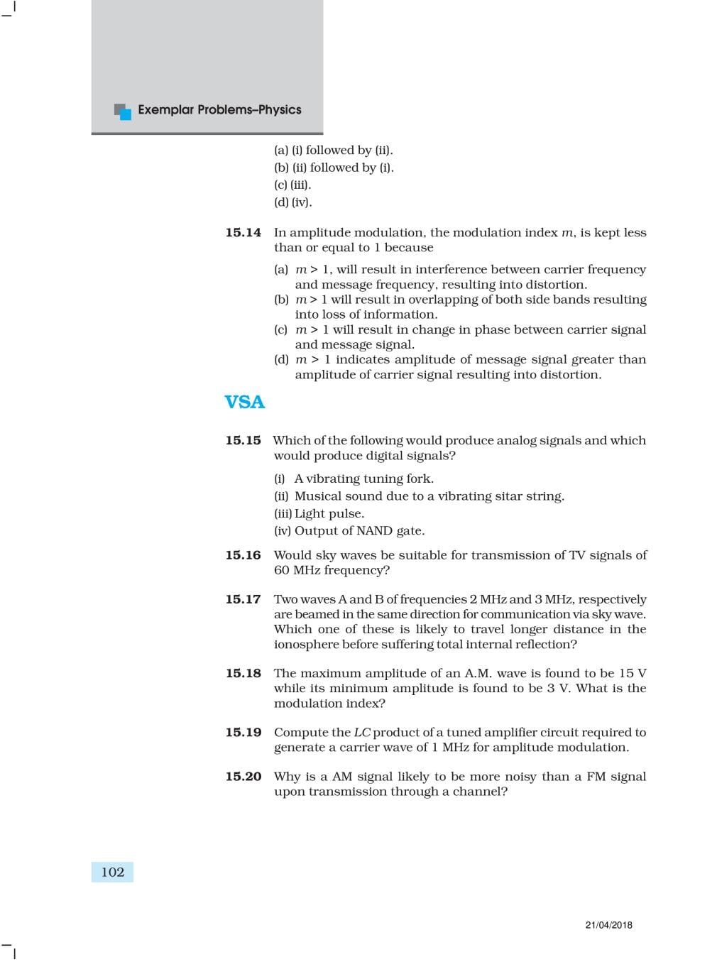 NCERT Exemplar Class 12 Physics Chapter 15 Communication Systems