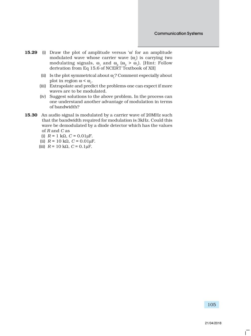 NCERT Exemplar Class 12 Physics Chapter 15 Communication Systems