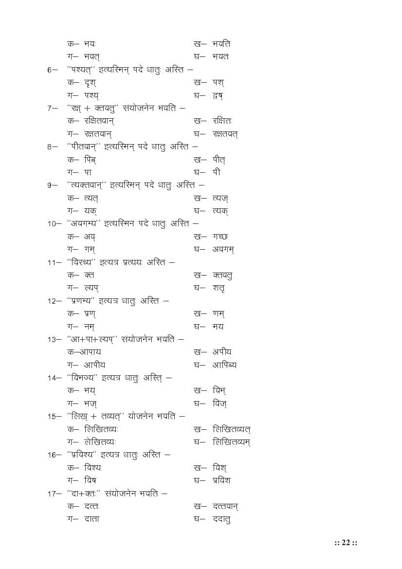 MP Board Class 11 Sanskrit (Special) Question Bank (PDF) – Important Questions
