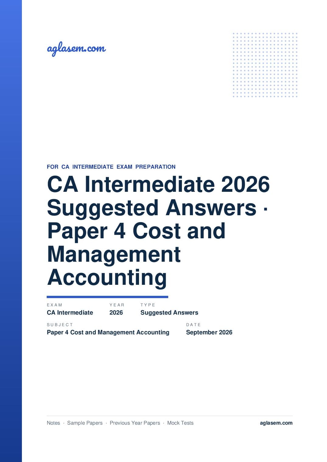 CA Intermediate September 2026 Suggested Answers Paper 4 Cost and Management Accounting - Page 1 of 37