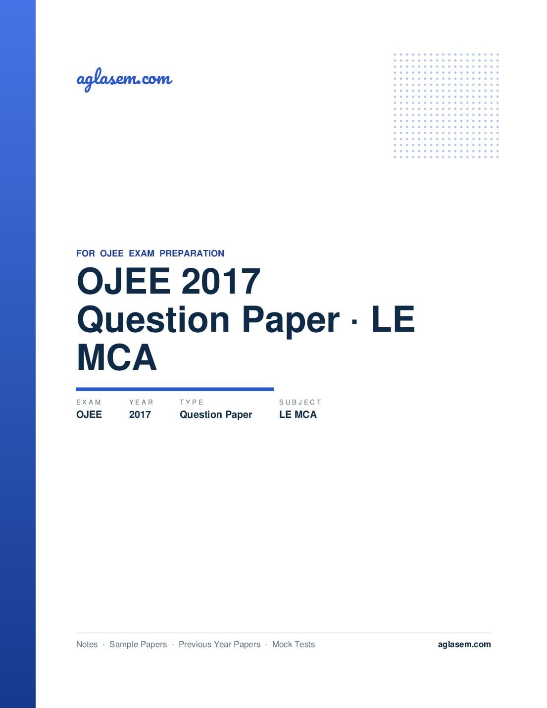 OJEE 2017 Question Paper LE MCA - Page 1 of 18