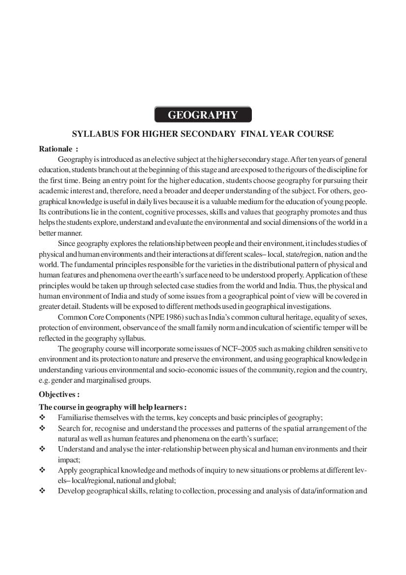 AHSEC 2nd Year Syllabus 2024 Geography - Page 1