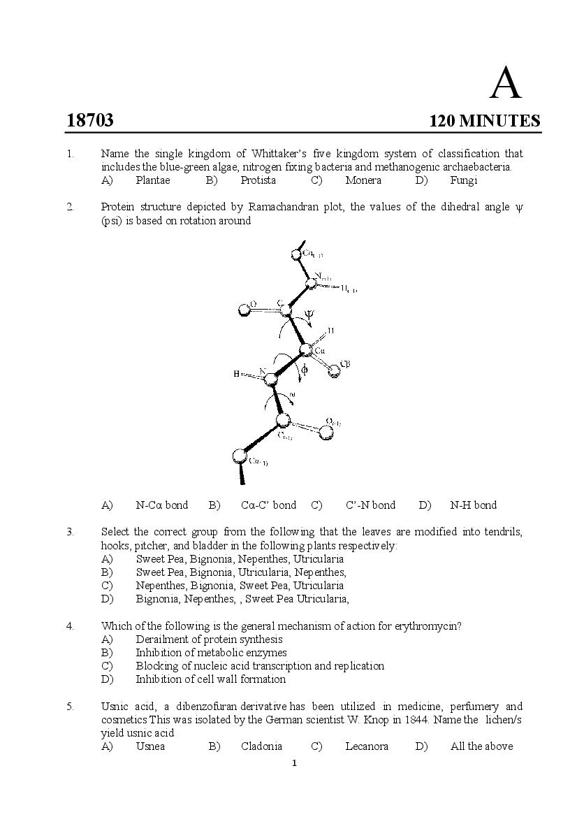 Kerala SET 2018 Jul Question Paper Botany - Page 1 of 14