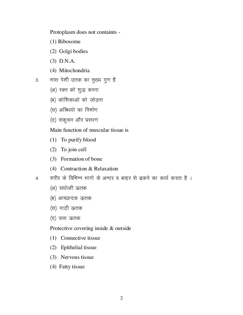 MP Board Class 11 Sharir Rachana & Kriya Vigyan Question Bank (PDF) – Important Questions