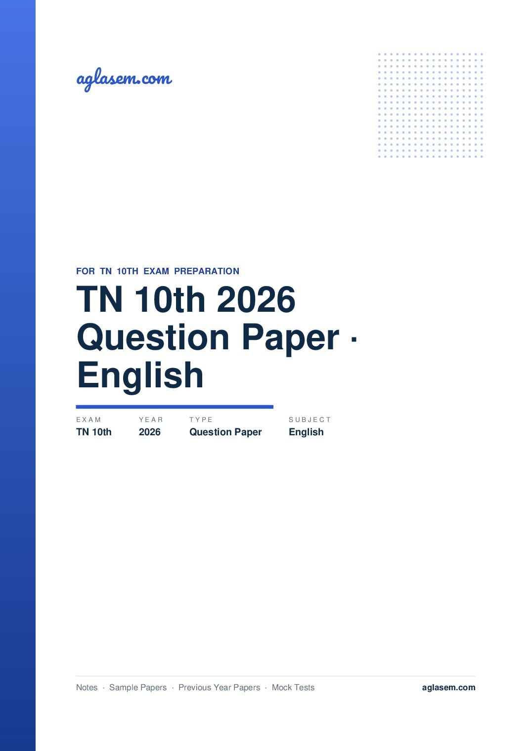 TN 10th Question Paper 2026 English - Page 1 of 9