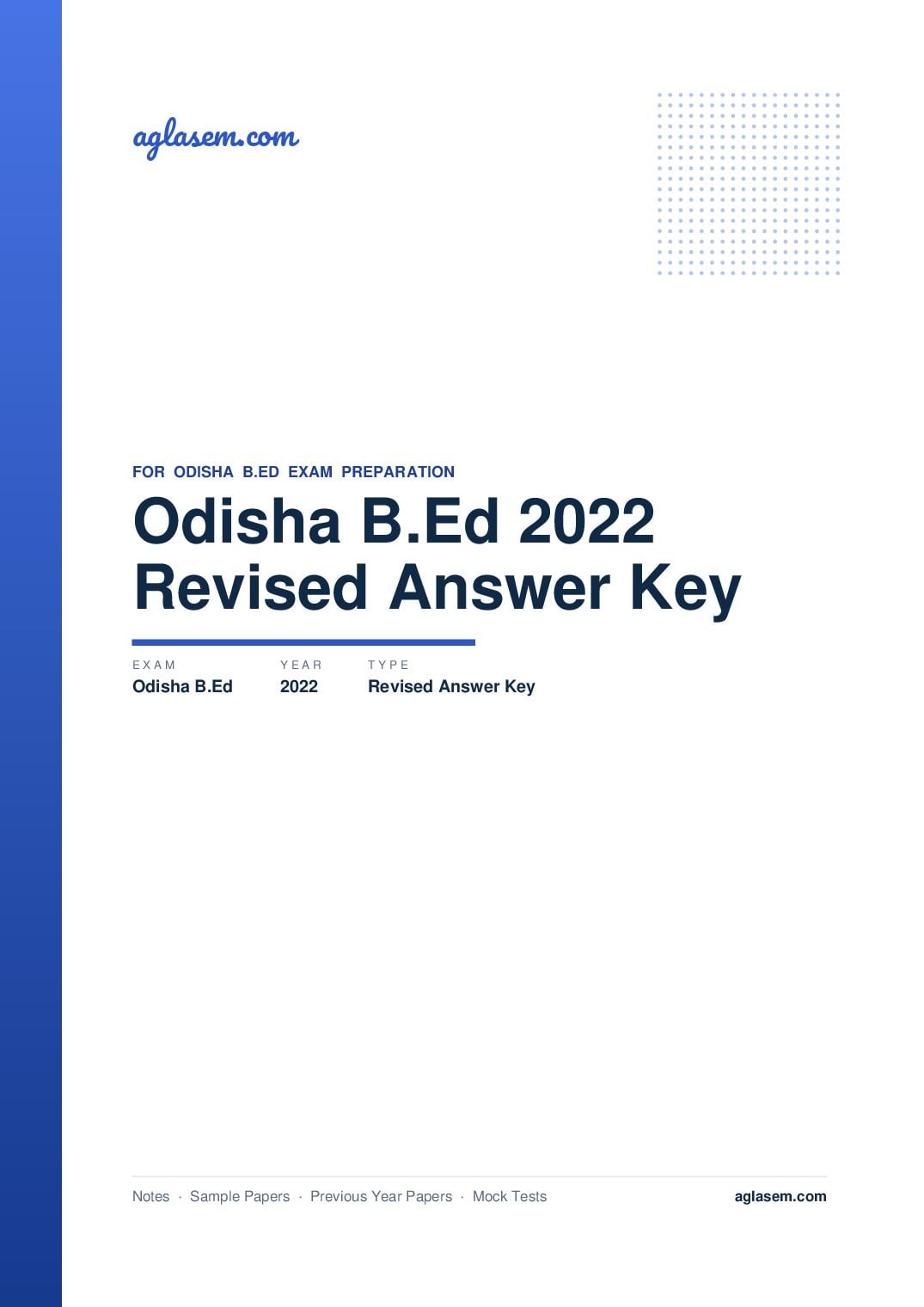 Odisha B.Ed 2022 Answer Key (Revised) - Page 1 of 5