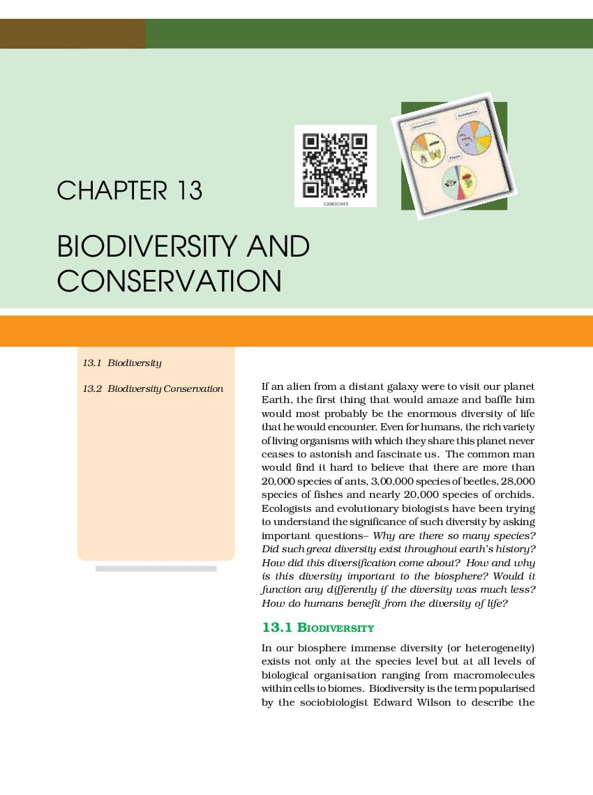 NCERT Book Class 12 Biology Chapter 13 Biodiversity and Conservation - Page 1