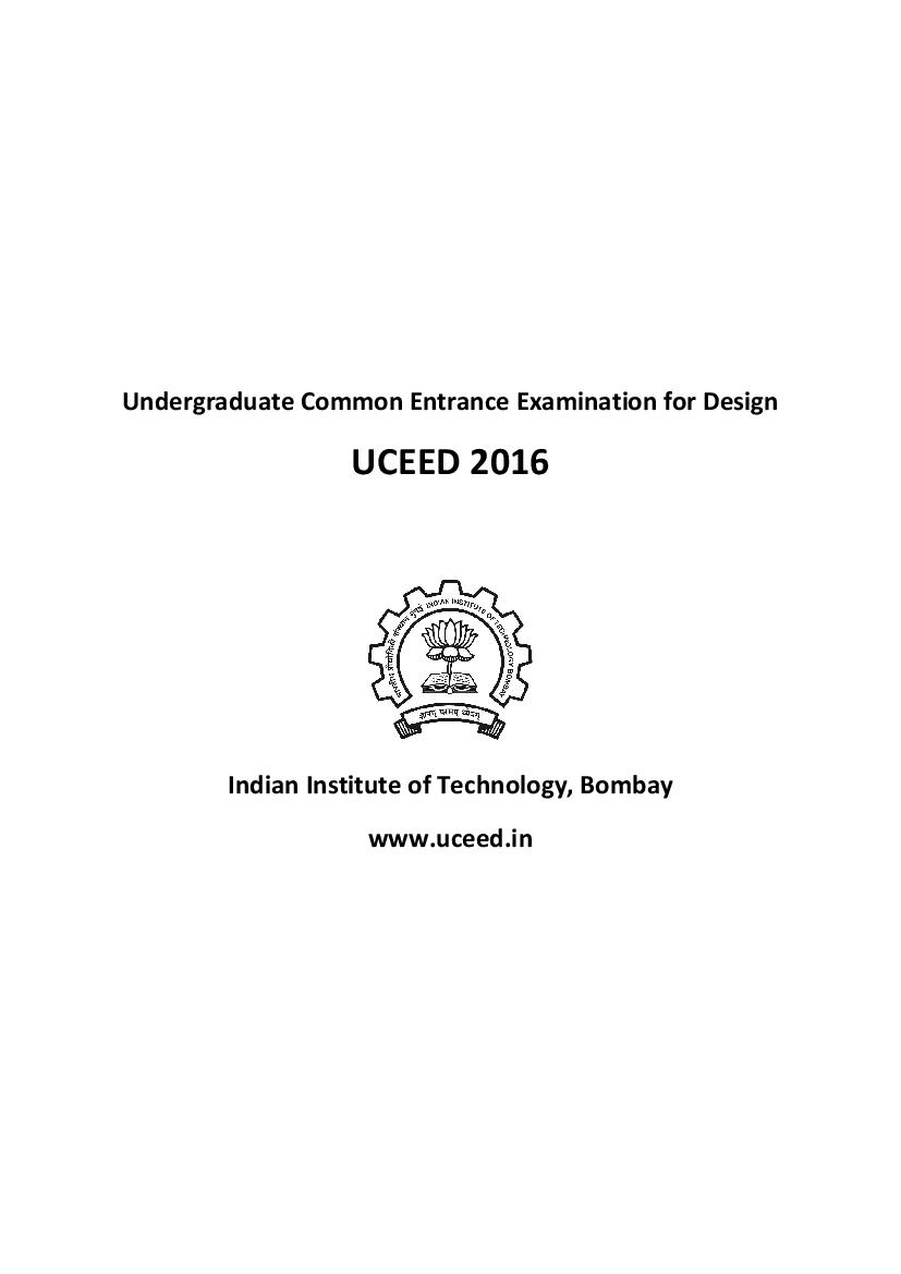 UCEED 2016 Question Paper - Page 1