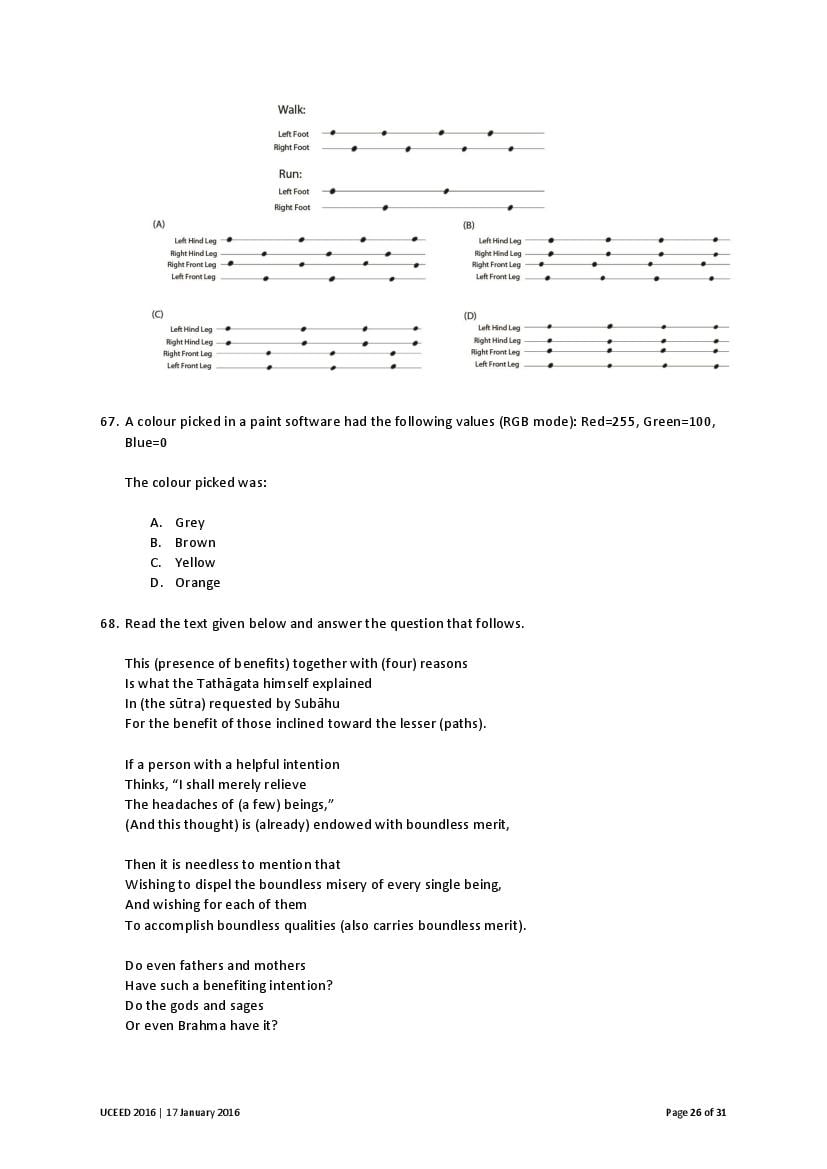 UCEED 2016 Question Paper PDF with Final Answer Key