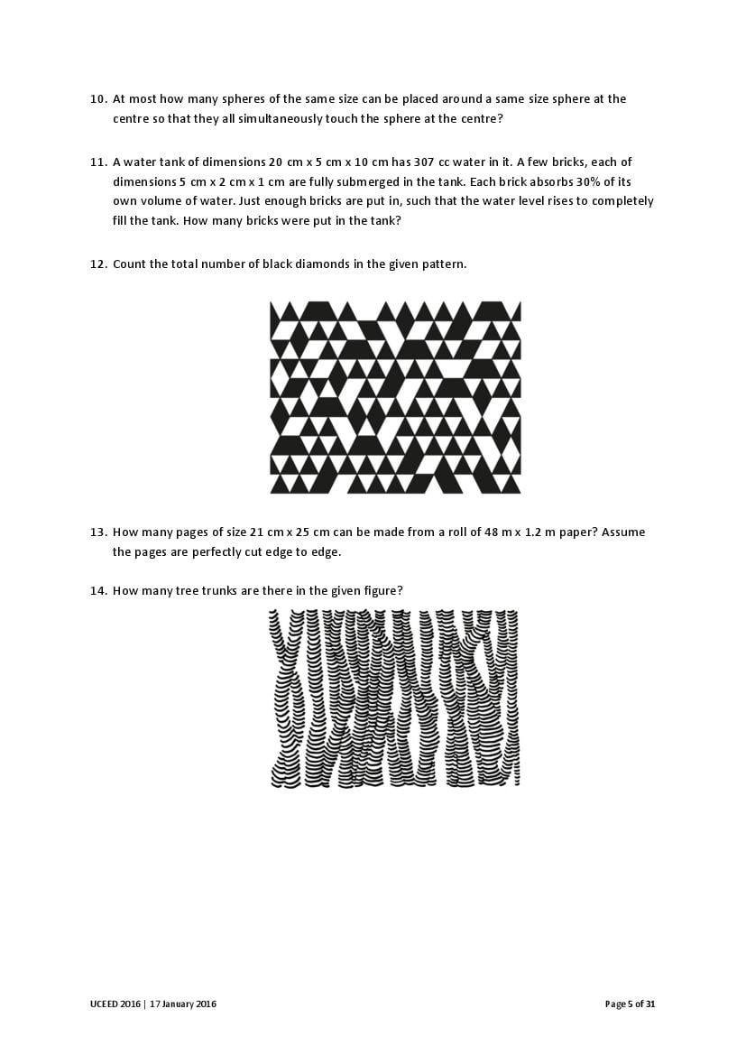 UCEED 2016 Question Paper PDF with Final Answer Key