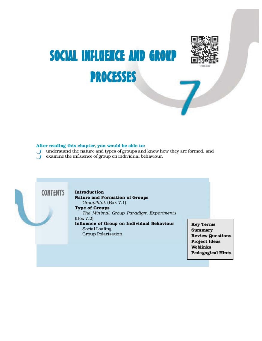 NCERT Book Class 12 Psychology Chapter 7 Social Influence and Group Processes - Page 1