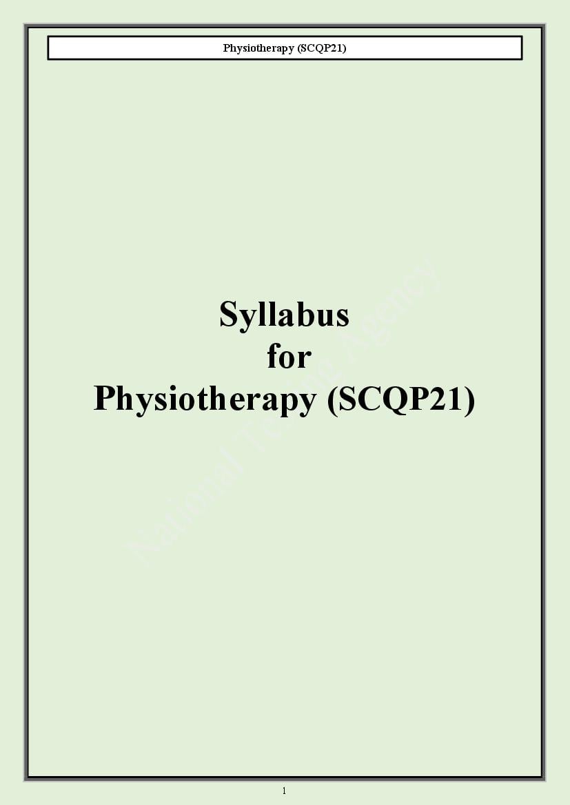 CUET PG 2024 Syllabus Physiotherapy - Page 1