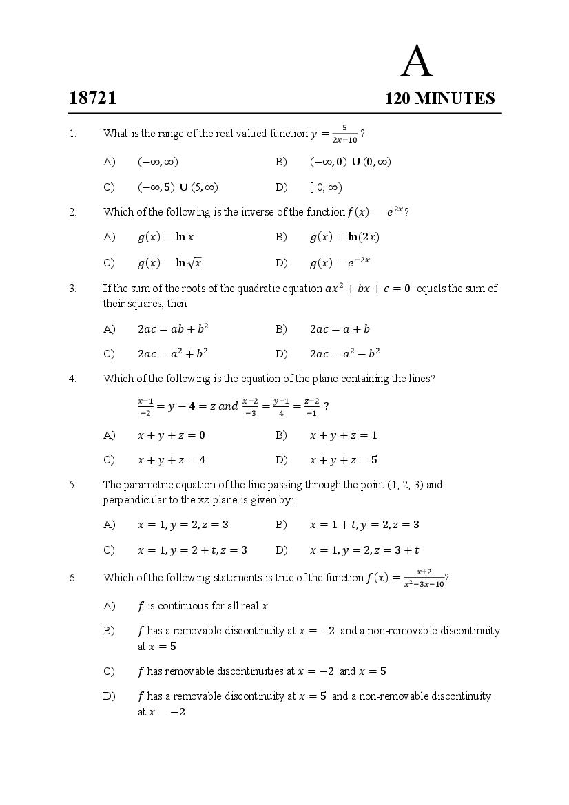 Kerala SET 2018 Jul Question Paper Mathematics - Page 1 of 13
