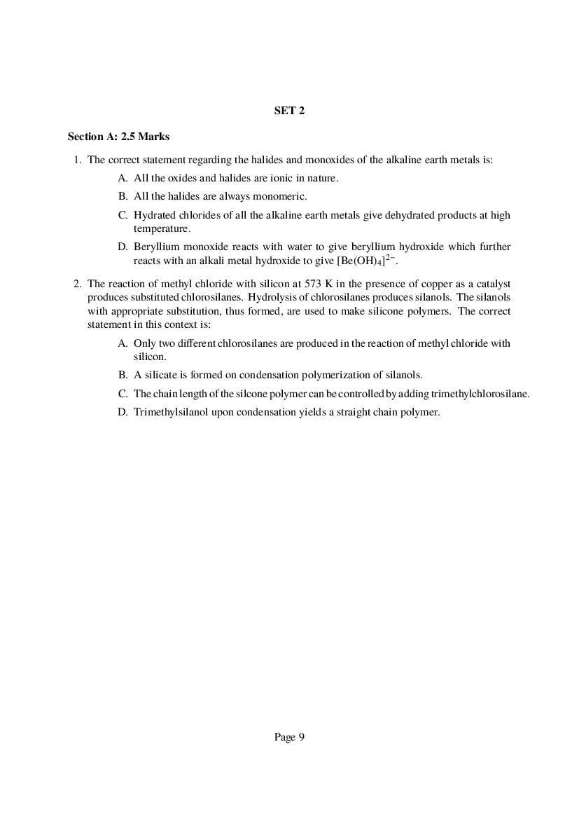 NEST Exam 2023 Question Paper Chemistry Shift II - Page 1