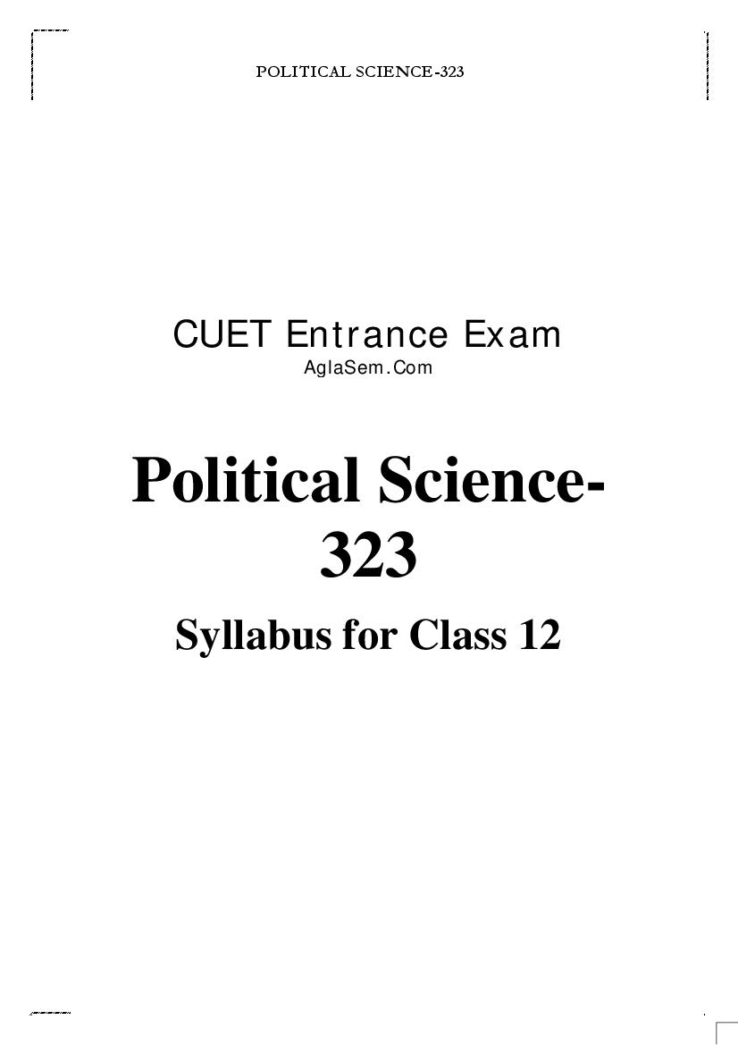 CUET 2022 Syllabus Political Science - Page 1