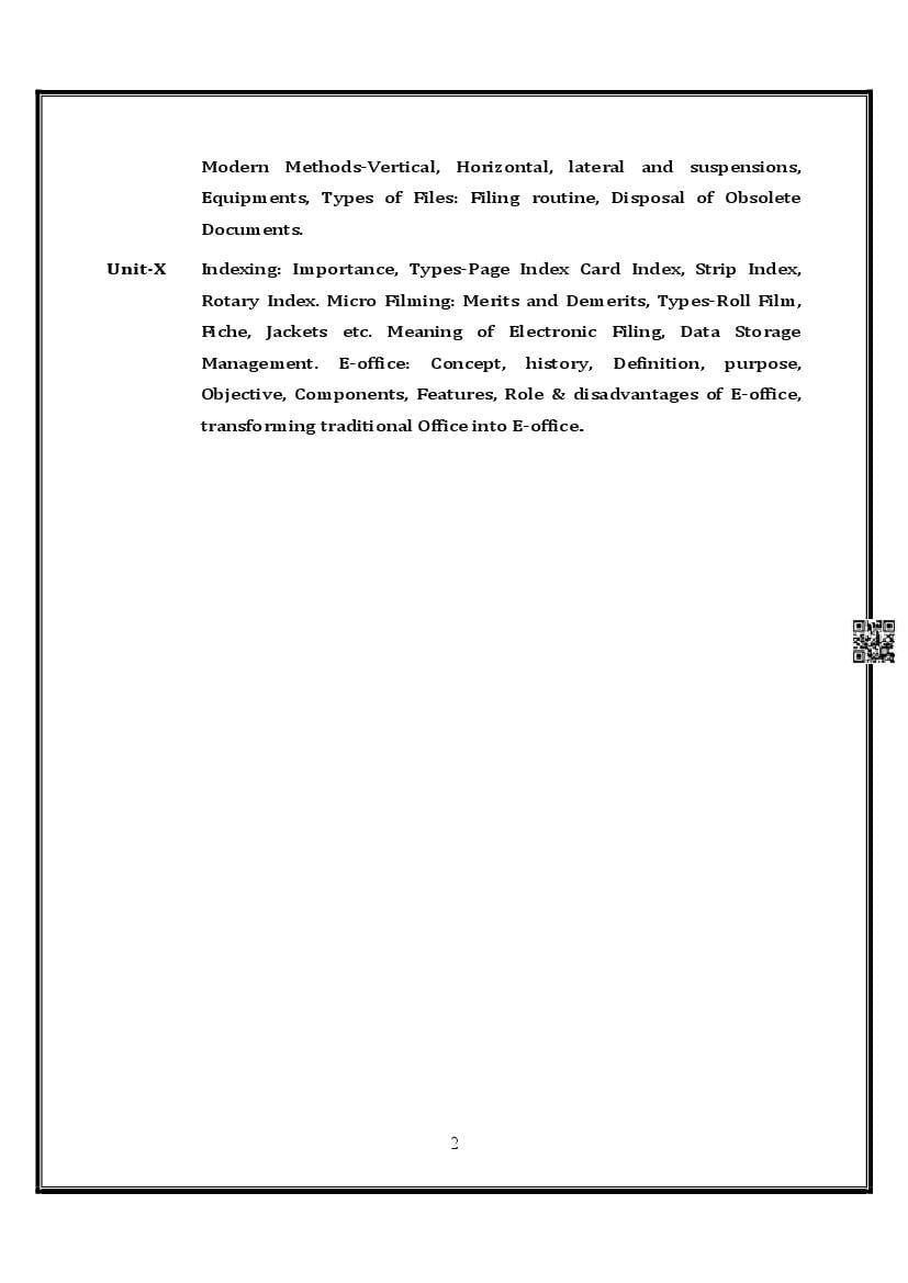 PSEB Class 11 Modern Office Practices Syllabus (PDF)