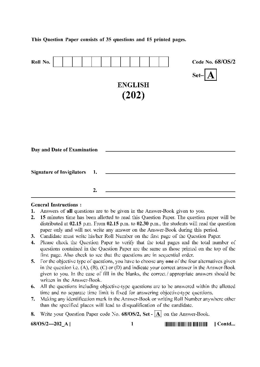 NIOS Class 10 October 2024 Question Paper English - Page 1 of 48