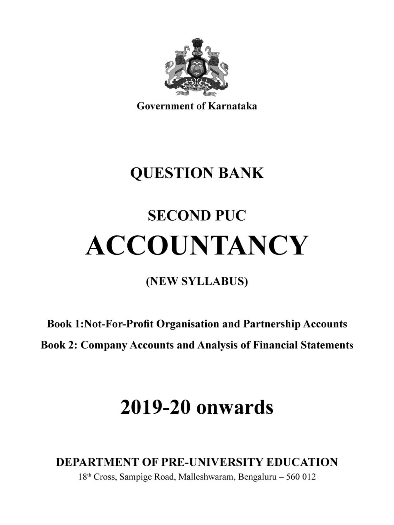 Karnataka 2nd PUC Question Bank for Accountancy 2019-20 - Page 1