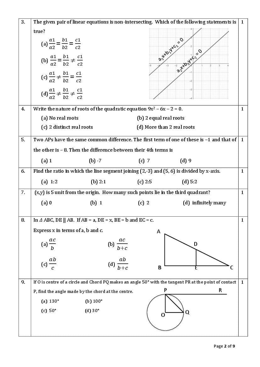 CBSE Class 10 Maths Standard Sample Paper 2024 (PDF with Solutions