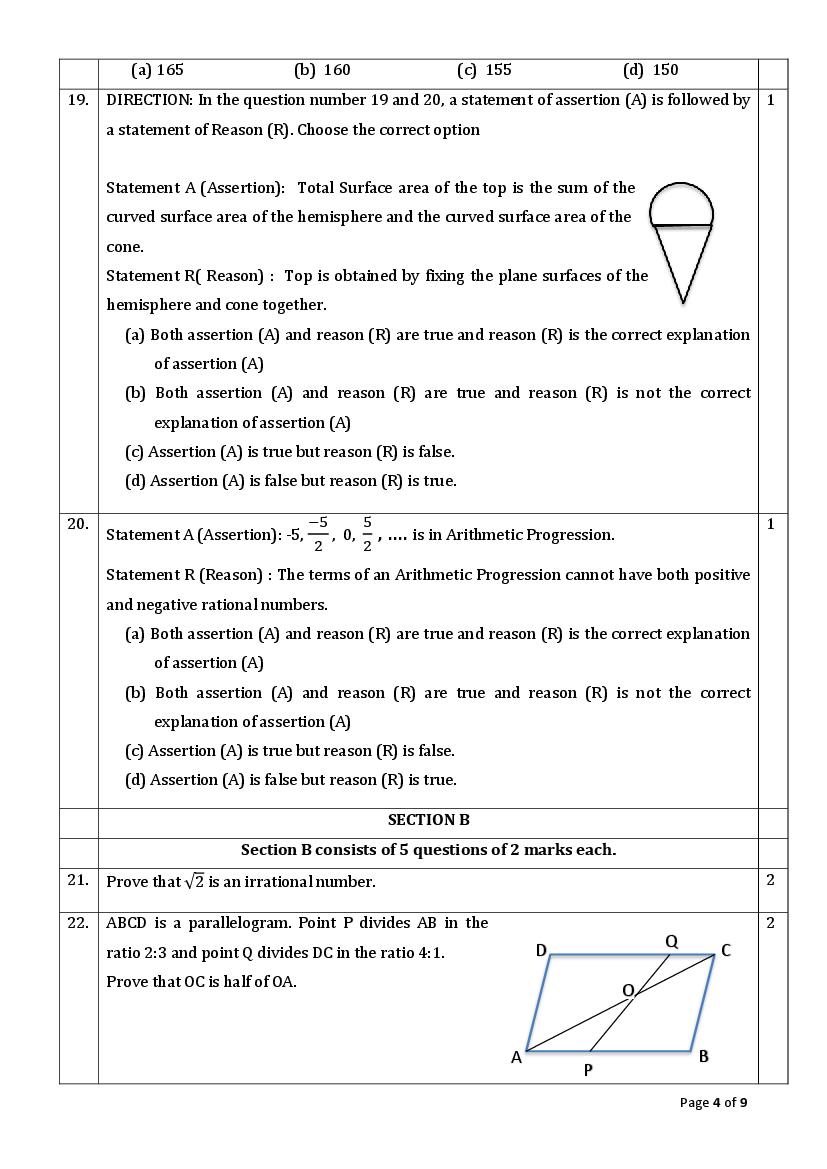 CBSE Class 10 Maths Standard Sample Paper 2024 Download PDF Now 