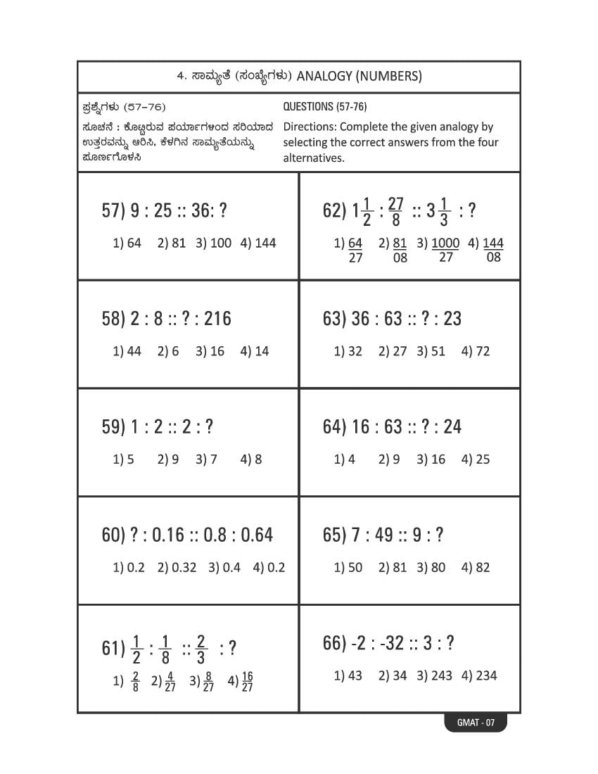 Karnataka NMMS Study Material (PDF) – MAT and SAT Science, Maths, Social Science