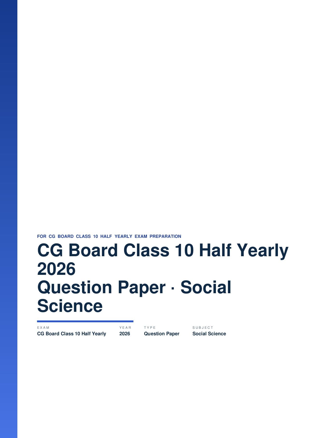 CG Board Class 10 Half Yearly Question Paper 2026 Social Science - Page 1 of 5