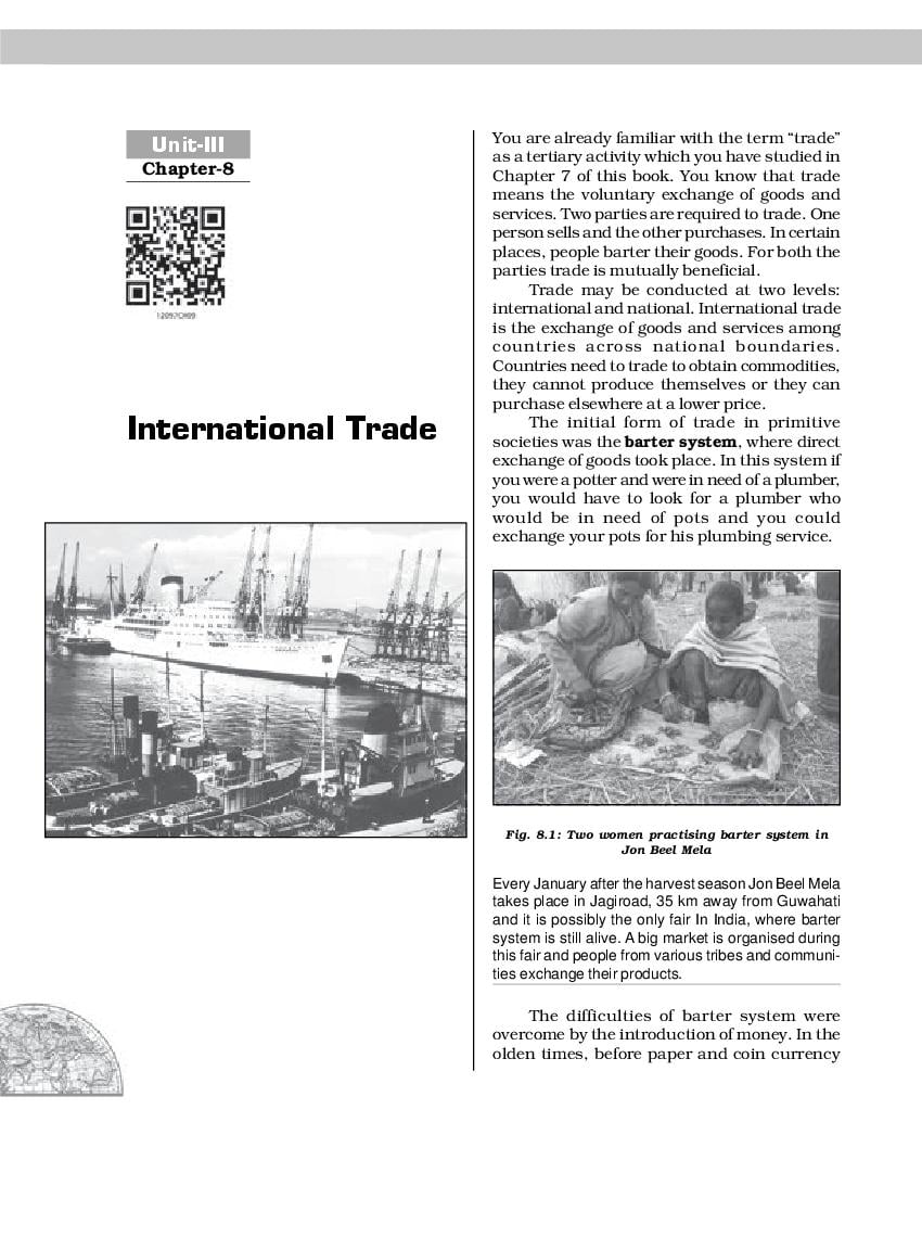 NCERT Book Class 12 Geography (Fundamentals Of Human Geography) Chapter 8 International Trade - Page 1