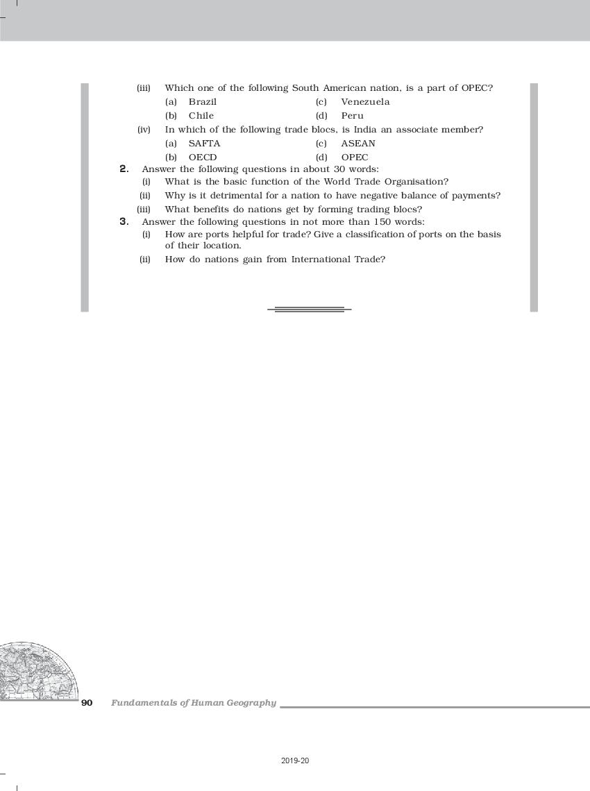 NCERT Book Class 12 Geography Chapter 9 International Trade