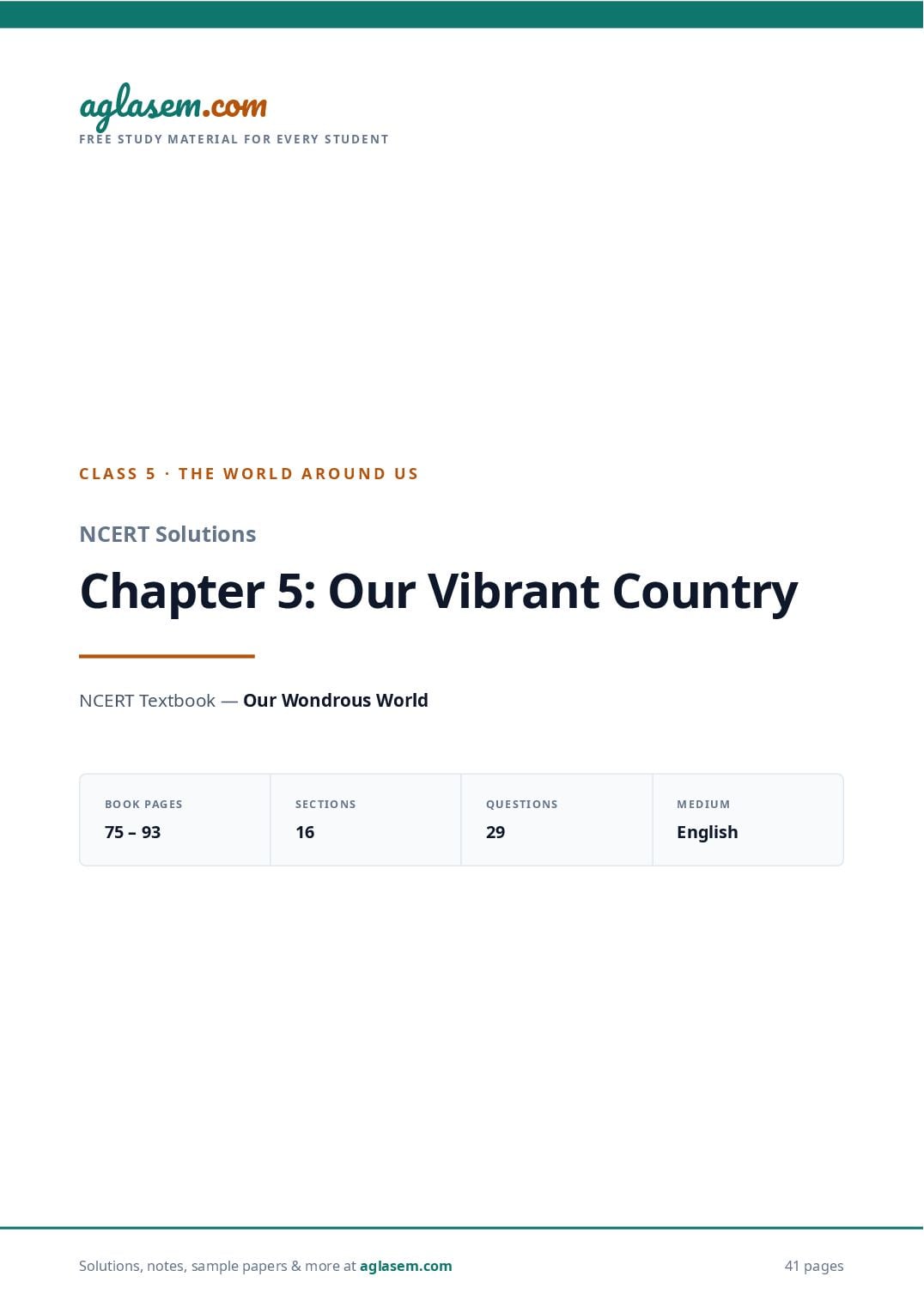 NCERT Solutions Class 5 The World Around Us Chapter 5 Our Vibrant Country - Page 1 of 42