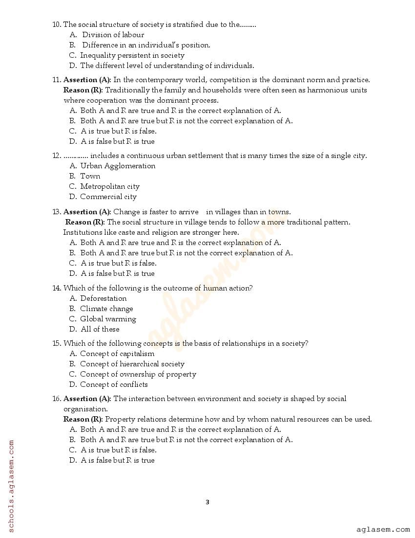 Class 11 Sociology Question Paper 2024 (PDF) - 11th Annual Exam ...