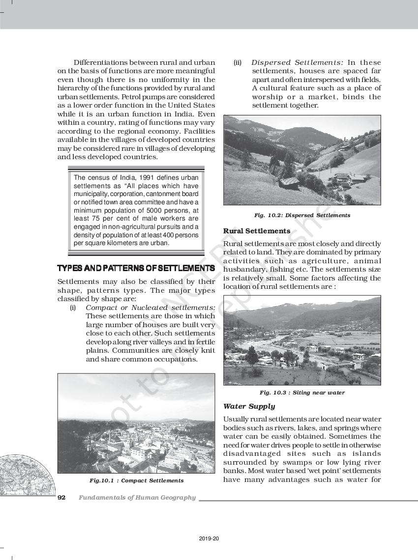 Up Board Book Class 12 Geography Fundamentals Of Human Geography Chapter 10 Human Settlements 1611