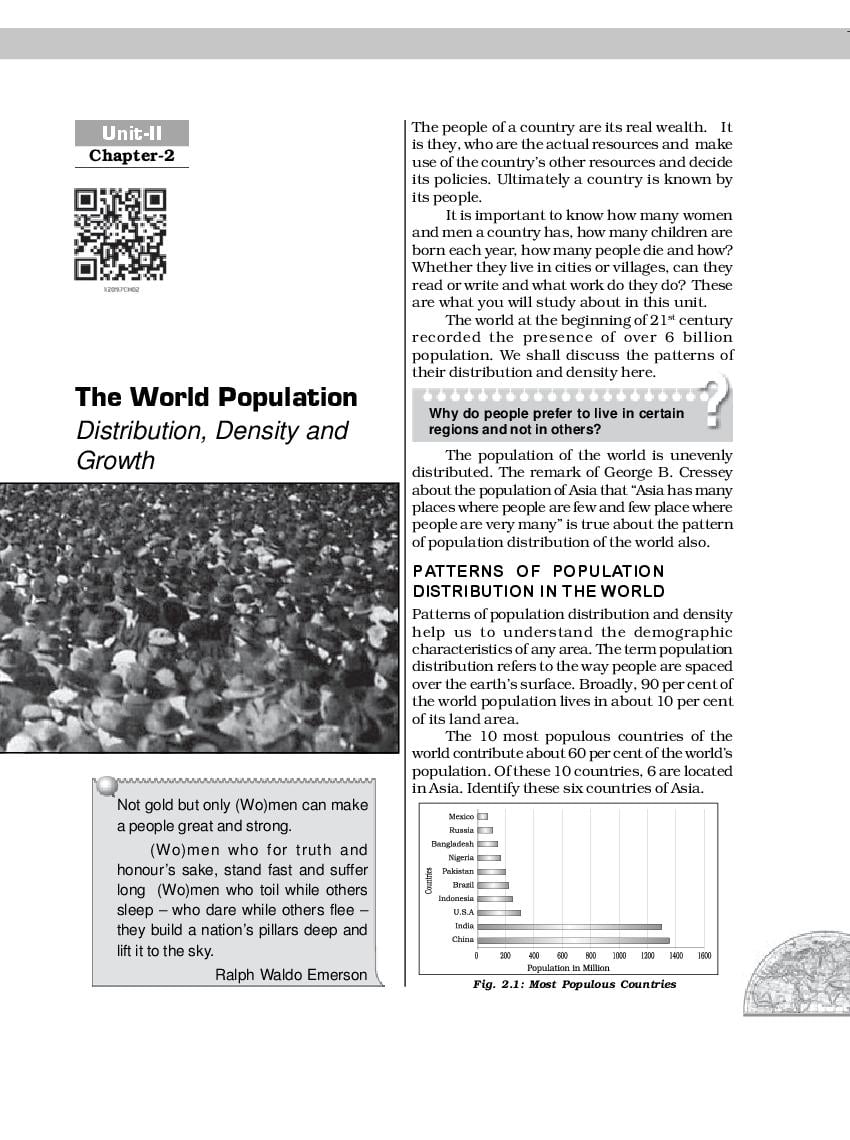NCERT Book Class 12 Geography (Fundamentals Of Human Geography) Chapter 2 The World Population Distribution, Density and Growth - Page 1