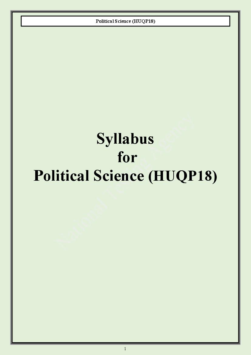CUET PG 2024 Syllabus Political Science - Page 1