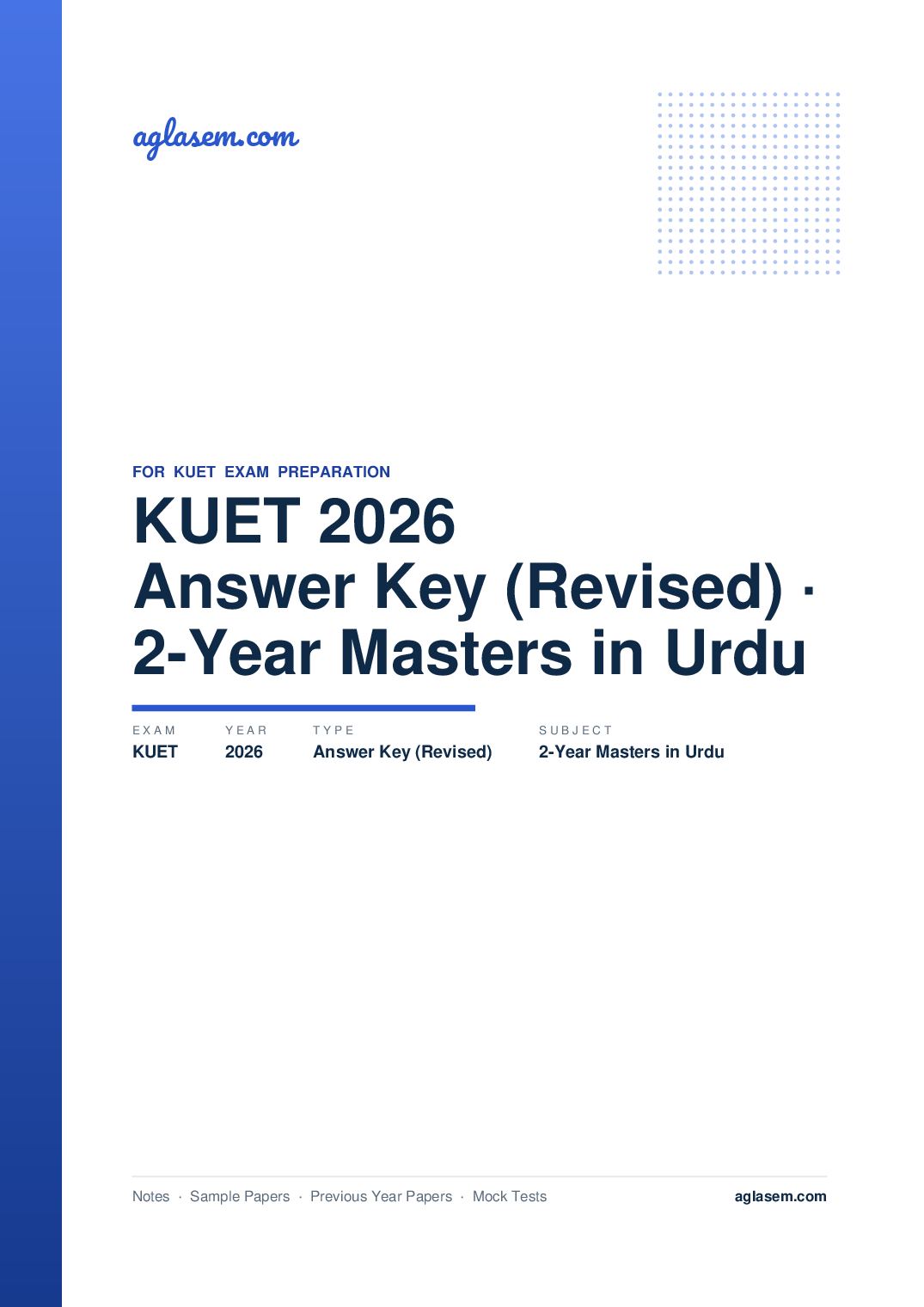 KUET 2026 Answer Key (Revised) 2-Year Masters in Urdu - Page 1 of 6