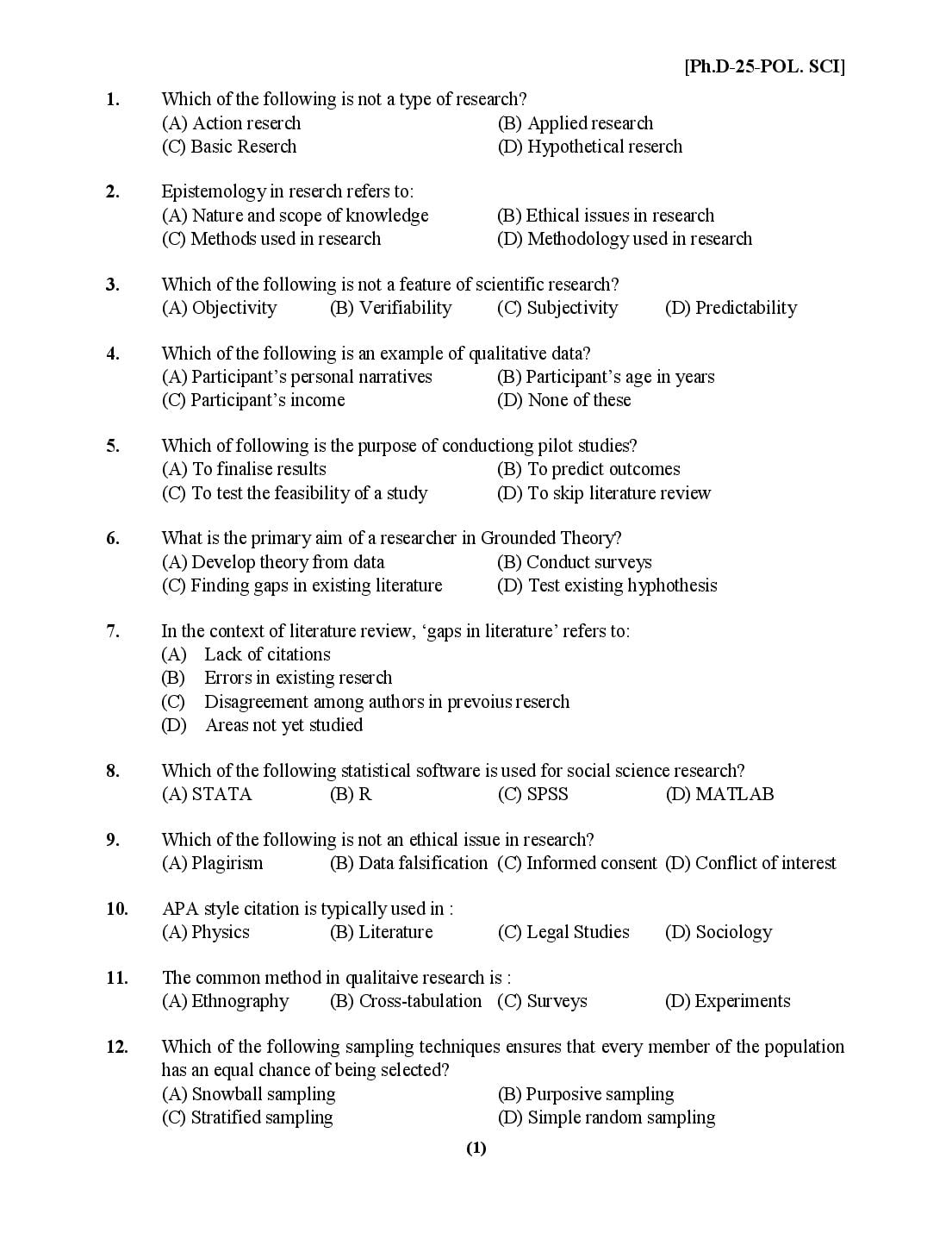 PU Ph.D Entrance Exam 2025 Question Paper - Page 1 of 292