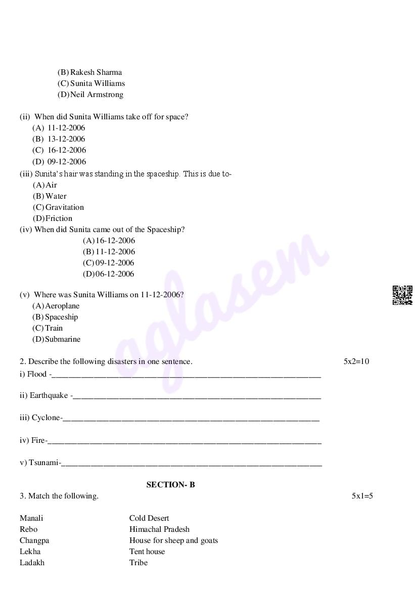 Class 5 EVS Sample Paper 2025 PDF - Latest Practice Model Question ...