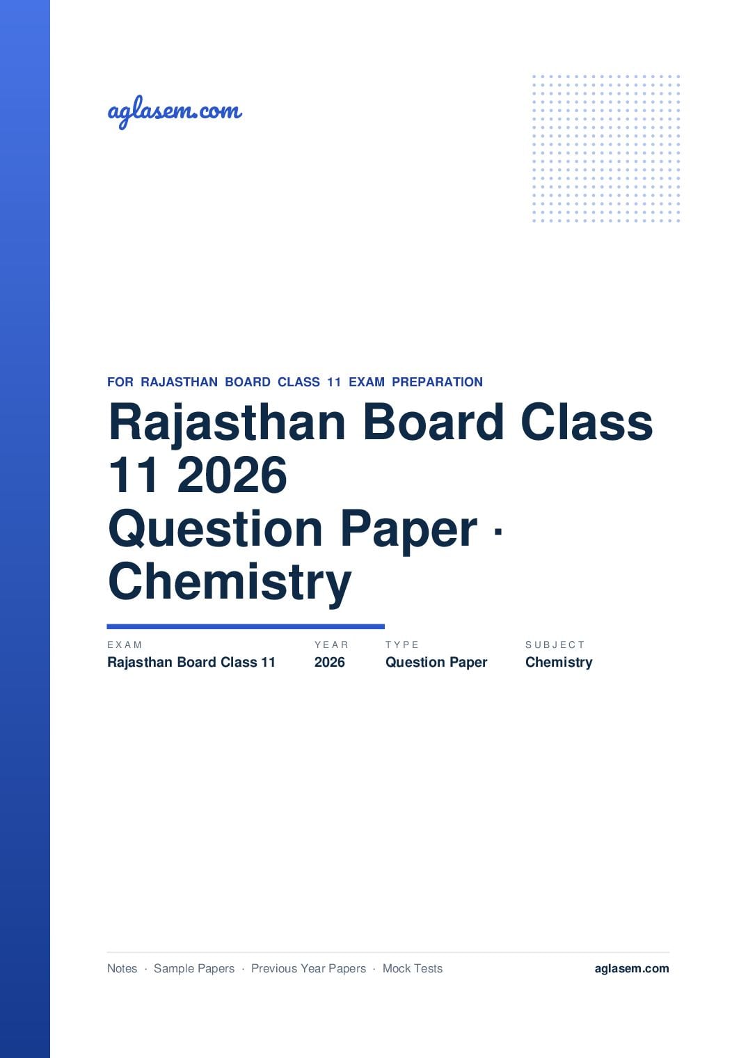Rajasthan Board Class 11 Question Paper 2026 Chemistry - Page 1 of 5