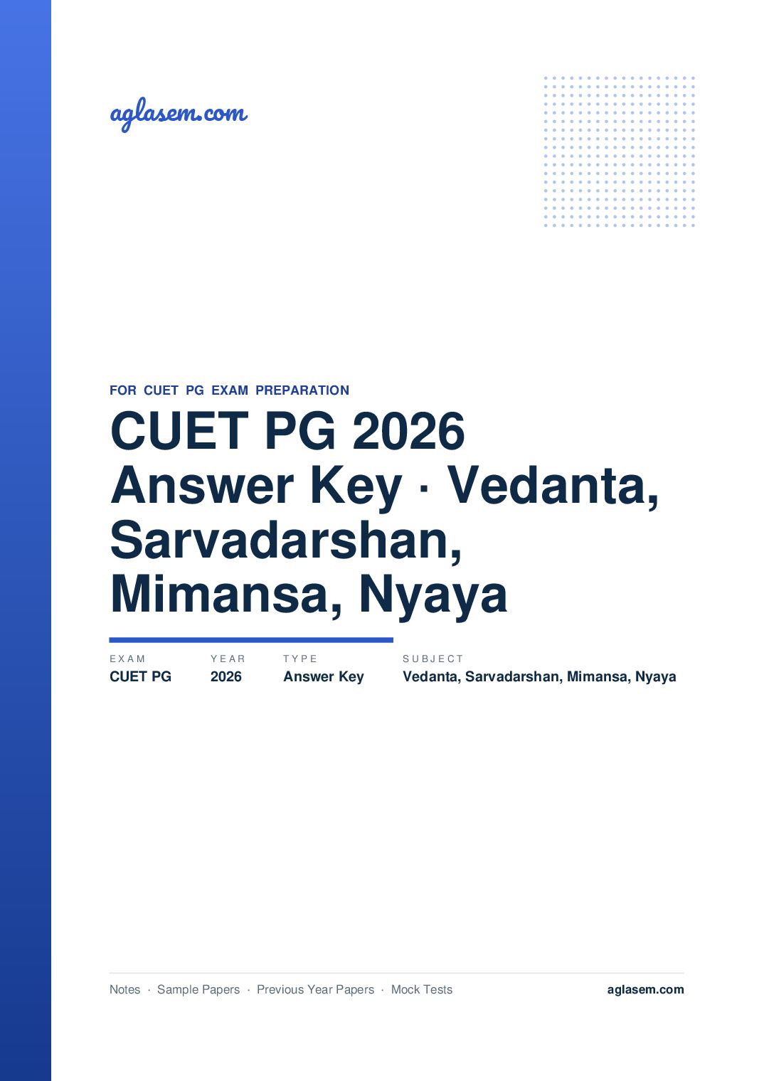 CUET PG 2026 Answer Key Vedanta, Sarvadarshan, Mimansa, Nyaya - Page 1 of 2