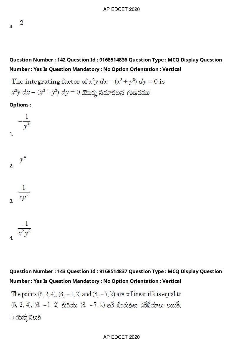 AP EdCET 2020 Question Paper PDF with Answer Keys (1 October)