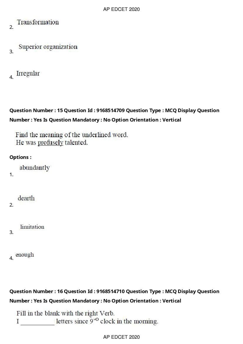AP EdCET 2020 Question Paper PDF with Answer Keys (1 October)