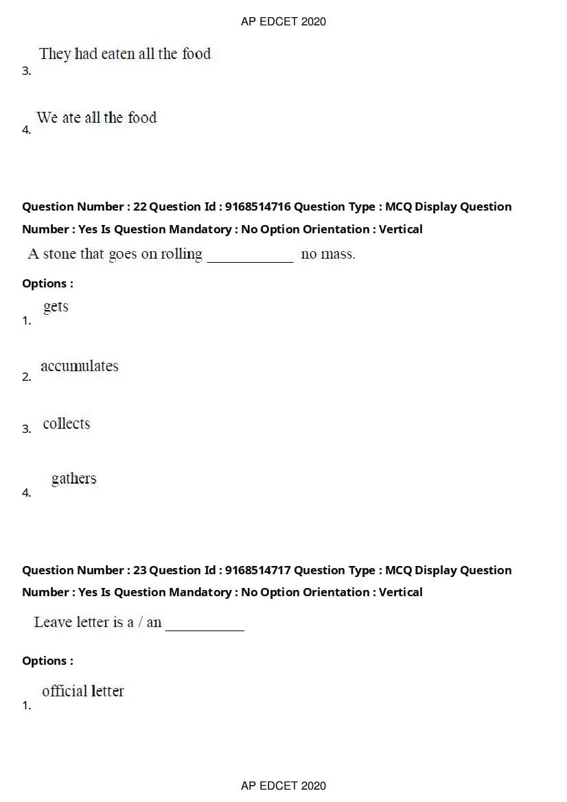 AP EdCET 2020 Question Paper PDF with Answer Keys (1 October)