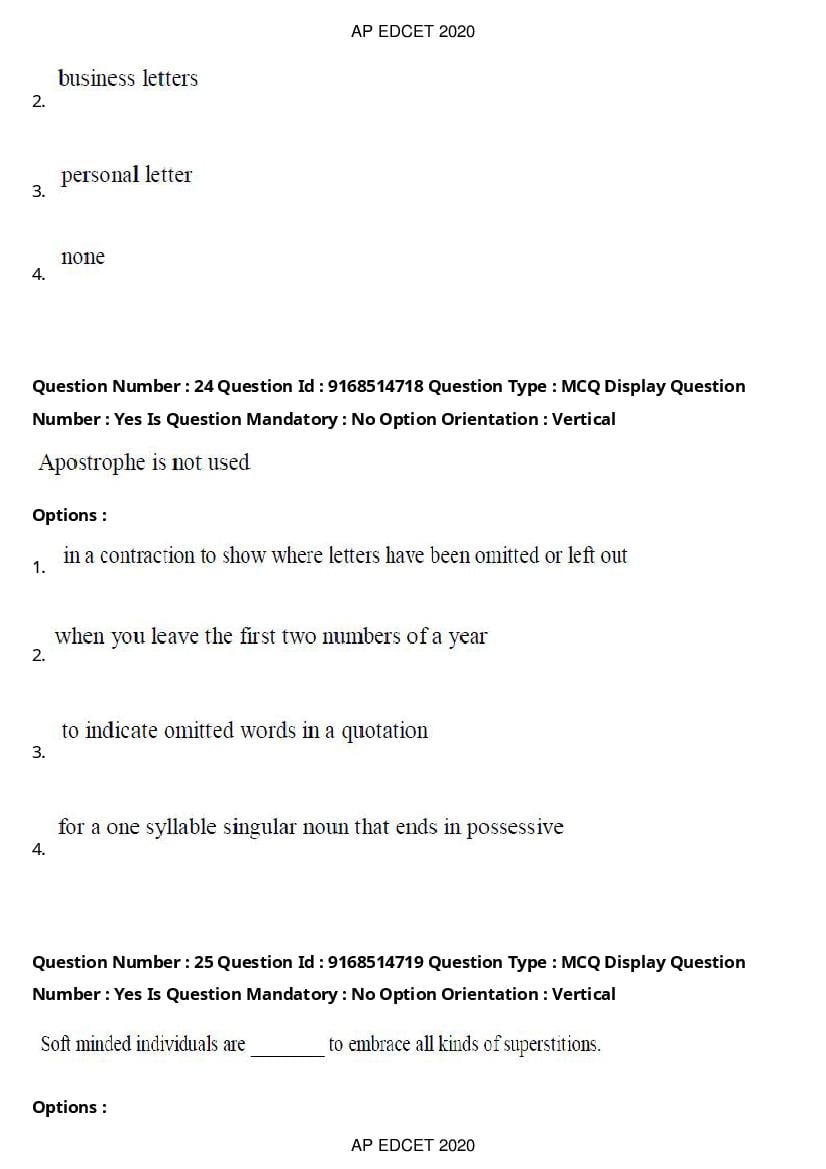 AP EdCET 2020 Question Paper PDF with Answer Keys (1 October)