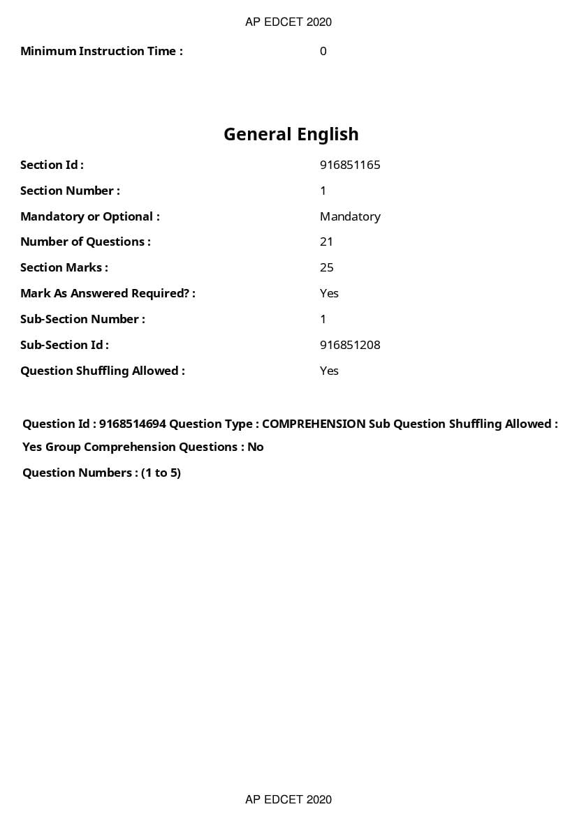 AP EdCET 2020 Question Paper PDF with Answer Keys (1 October)