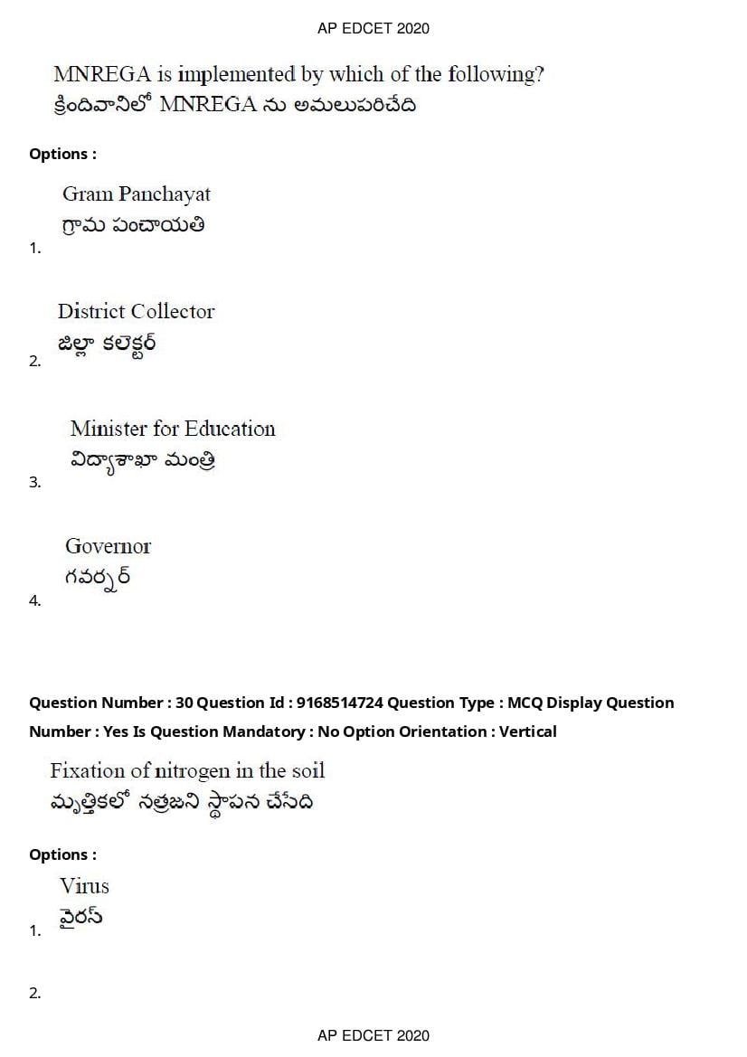 AP EdCET 2020 Question Paper PDF with Answer Keys (1 October)
